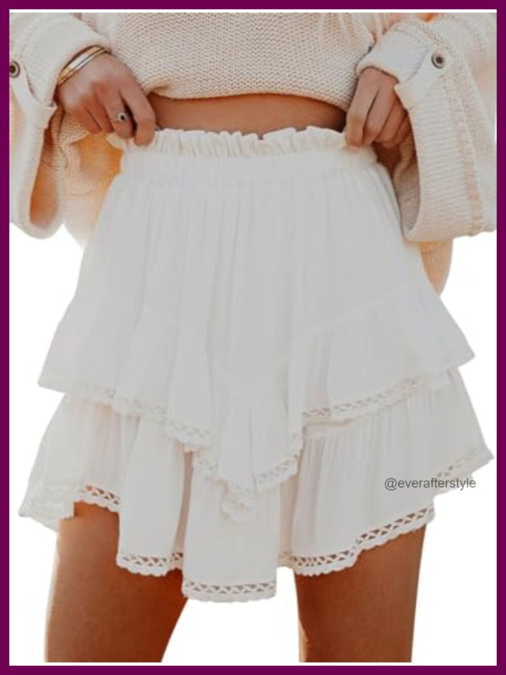Flowy Crochet Ruffle Tiered High Waist Skorts Shorts
